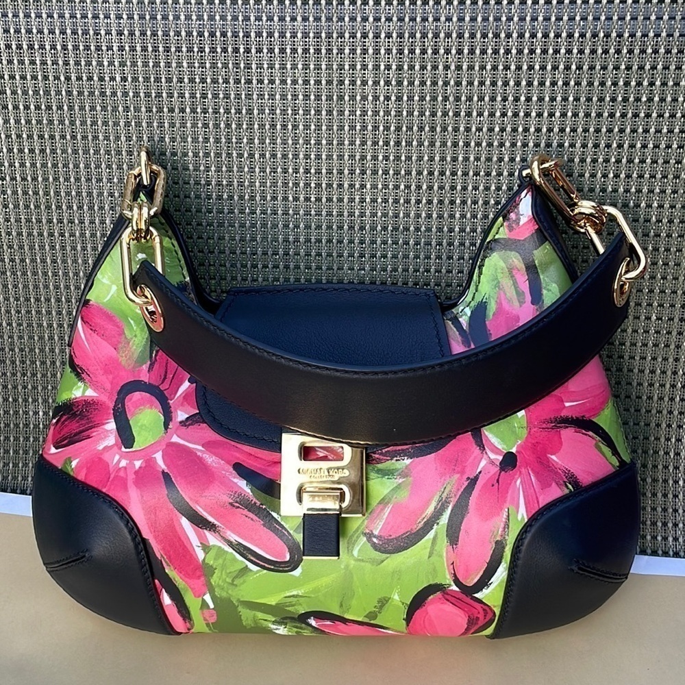 Michael Kors Collection Bancroft Medium Daisy Calf Leather Shoulder Bag - Picture 4 of 9